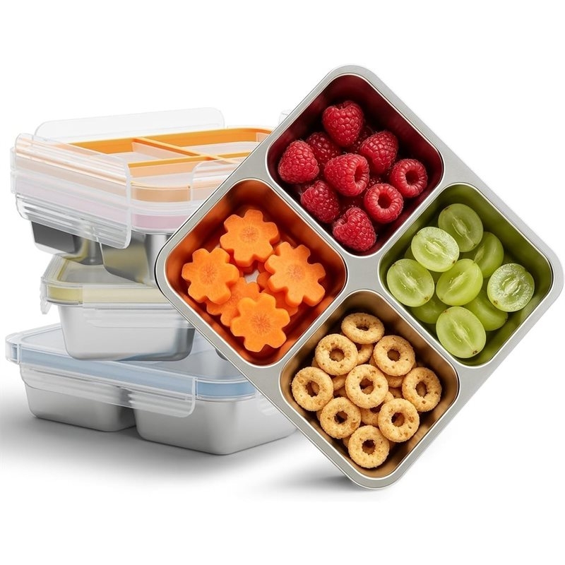 Food Snacks Box - GIGI 4'lü Paslanmaz Çelik Atıştırmalık Kapları,