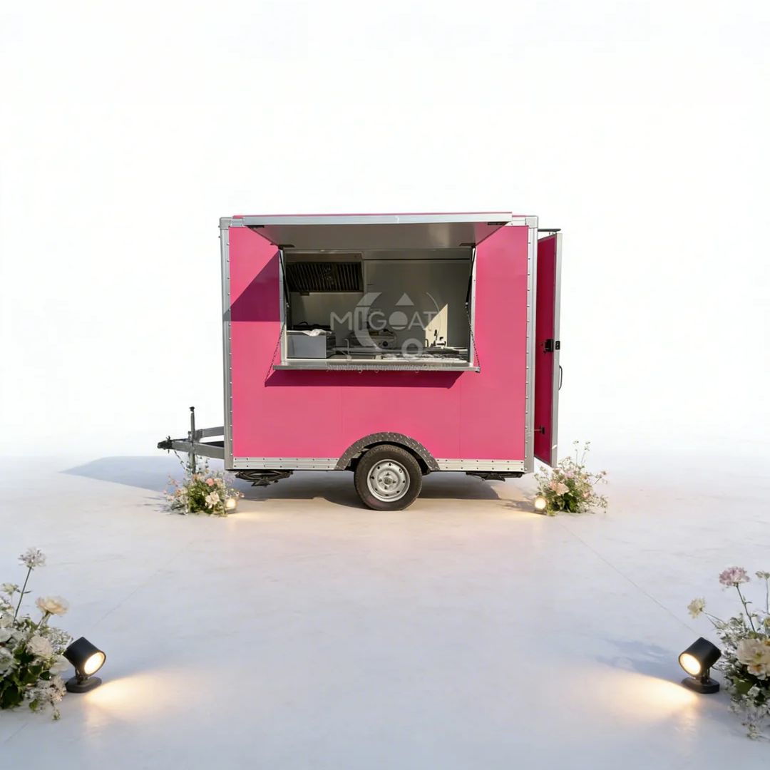 Food E Snacks - Trendy Pembe Mobil Yiyecek Kamyoneti Açık