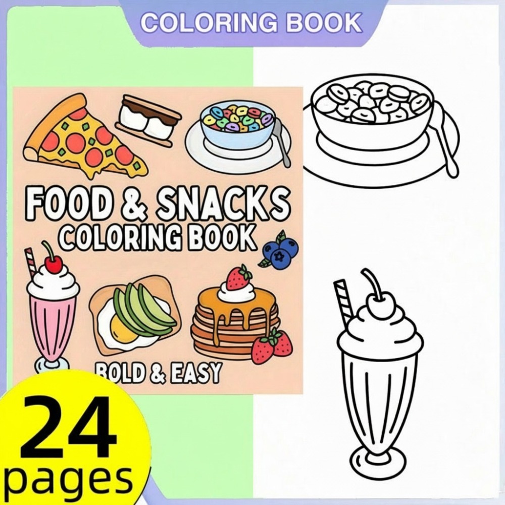 Food And Snacks Coloring Pages - Yiyecek ve Atıştırmalıklar Boyama Kitabı Kalın